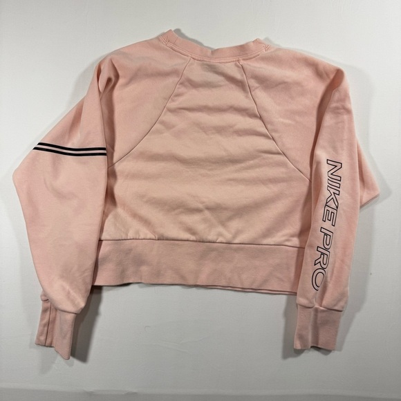 Nike Pro Dri-FIT Pink Cropped Sweatshirt Women’s M Medium Raglan Sleeve Logo - Picture 3 of 6